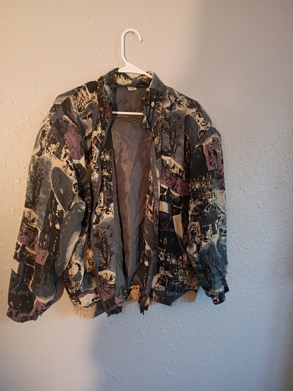 Abstract Print Women's Bomber Jacket - Multi Color